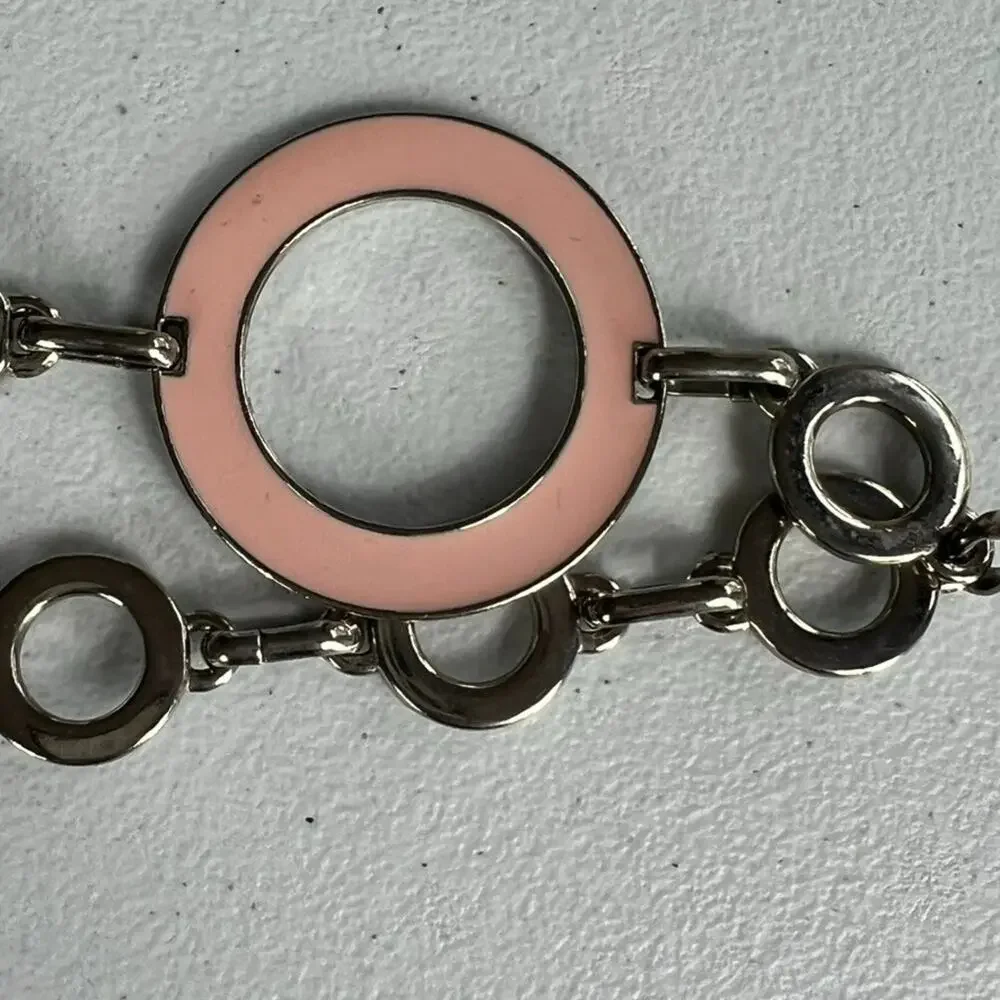 Boutique Belt Pink Silver Open Circles Round Women’s 43